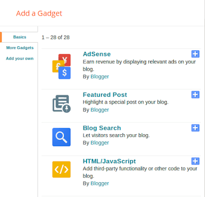 How to Create a New Section in Blogger Template 1 add a gadget pop box